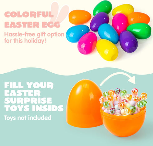 24 6 Inches JOYIN Pcs Large Plastic Easter Eggs, Colorful Jumbo Eggs Fillable for Easter Themed Hunt Basket Stuffers