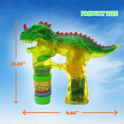 Upgraded Dinosaur Bubble Gun, Leak-Free Automatic Bubble Blower & Maker for Toddlers & Kids, Includes Batteries &