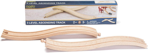 3 2 Pack Maxim Enterprise, inc. Level Ascending Wooden Train Track, Wooden Track Pieces Creates Double Ascending