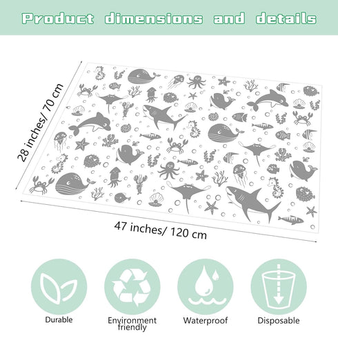 100 Pack 28"x47" Drydiet Disposable Floor Splat Mats for Under High Chair with Animals Print, Waterproof Plastic Floor
