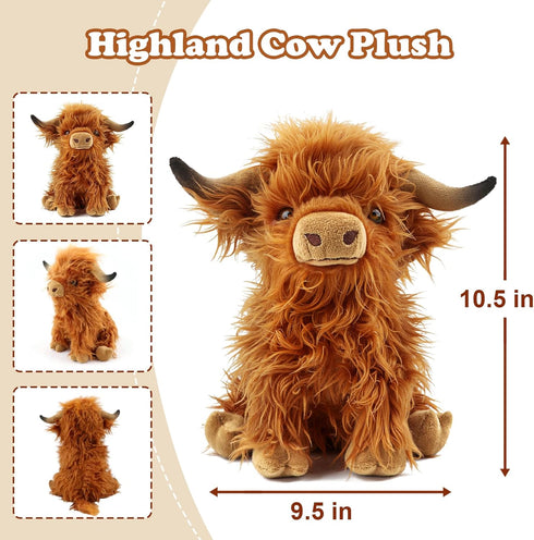 FSUGT Highland Cow Stuffed Animal Toy, Adorable Highland Cow Plush, Scottish Cow Plush Toy, Farm Animal Cattle Plush