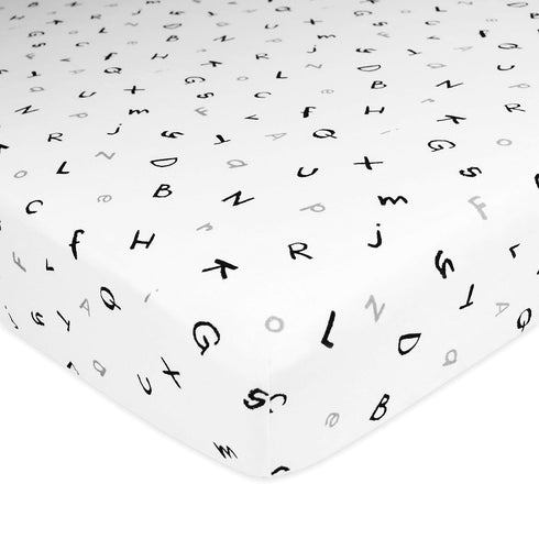 American Baby Company 100% Natural Cotton Fitted Crib Sheet 52" x 28" - Soft, Hypoallergenic, Alphabet Design
