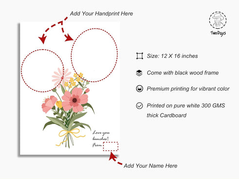 (Floral-1, TwoDays Flower Bouquet Handprint Art Craft DIY Kit, Unique Gifts for Mom from Daughter or Son for Mother's