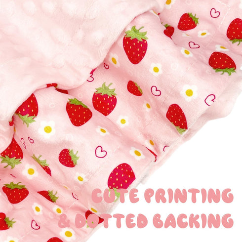 MOASIOP 30x40 Inch Strawberry Pink Baby Blanket - Ultra Soft, Lightweight & Breathable, Dotted Backing, Plush Nursery