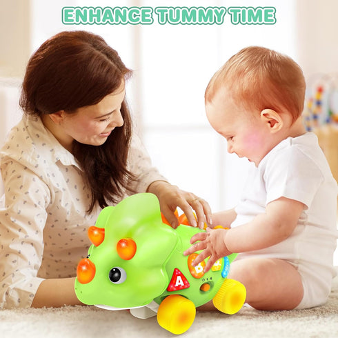 1 Tummy 6-12-18 1-3 Musical Dinosaur Toys for Year Old Baby - Time Light up Toys for Newborn Infant, Crawling Toys