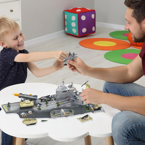 deAO Aircraft Carrier Battle Ship Army Toys - Military Vehicles, Warplanes, Warships, Helicopter, Trucks, Tanks - Army