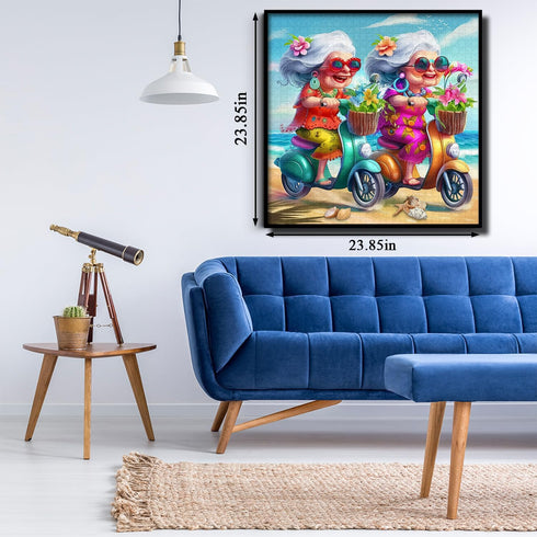 PICKFORU Summer 1000 Beach Piece Puzzle for Adults, Funny Beach Ride Jigsaw Puzzles, Unique Difficult Grandma