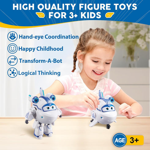 Supercharged Astra Airplane Toys Action Figure, 5" Transforming Airplane to Robot in 10 Steps, Toy for 3-5 Year Olds
