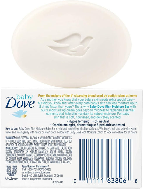 3.17 Dove Baby Bar Rich Moisture, Ounce