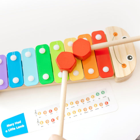 Melissa & Doug Caterpillar Xylophone Musical Toy with Wooden Mallets, 15.25" x 6.5" x 1.5"