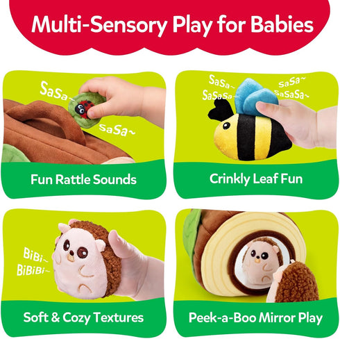 CuteZone 6-12 Set Baby Toys Months, Stuffed Animals for Babies, Soft Plush Forest Sensory Toy with Rattle, Crinkle