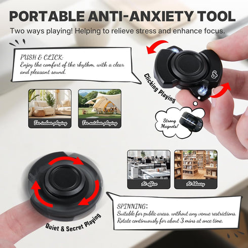 KAMBOLLY 5 Set Pcs Fidget Toys Adults Metal Fidgets Toy Magnetic Slider Clicker/Spinner for Stress & Anxiety Relief