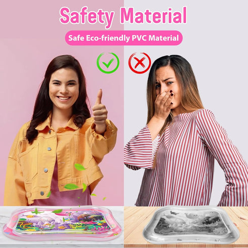GARNHLOB 37.4"x29.9", Tummy Baby Water Mat Large Safe Inflatable Time Water Play Mat for Infants & Toddlers