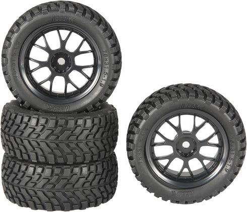 4PCS 76mm/2.99inch RC Rally Car Tyres, 12mm Hex Hub Rubber Tires & Plastic Wheel Rims for 1/10 RC Touring Car Buggy