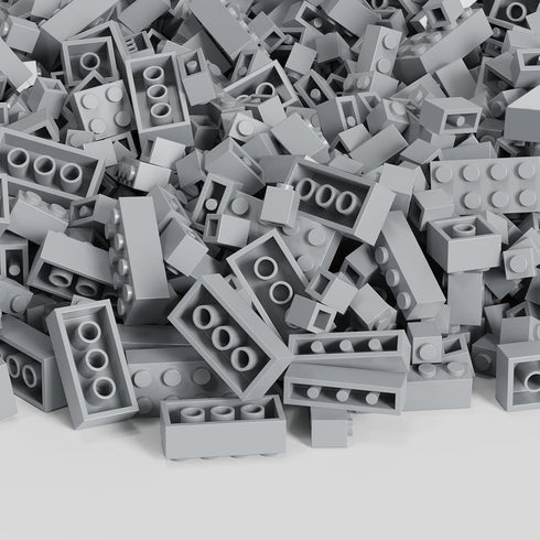 300 Pcs Classic Building Bricks, Light Gray Bulk Bricks, Creative Building Block Toys Compatible with Major Brands for