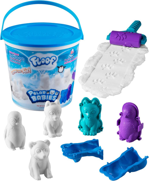 Play Visions 4602 Floof Modeling Clay - Reusable Indoor Snow with 3 Polar Baby Molds and Pawprint Roller