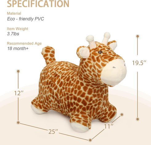 INPANY Bouncy Giraffe Hopping Toys - Inflatable Animal Rubber Bouncer for 1-4 Year Olds, Birthday Gifts for Toddlers