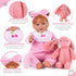 JIZHI 8 Pcs Baby Doll Clothes Set with Bassinet for 17-22 Inch Dolls, Pink Accessories for Newborn Baby Doll Girl
