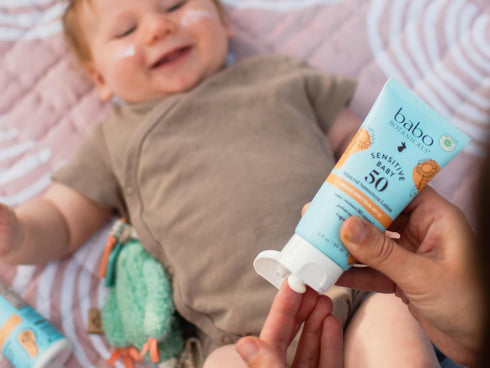 SPF50 Babo Botanicals Sensitive Baby Mineral Sunscreen Lotion - Natural Zinc Oxide - Face & Body - Fragrance-Free