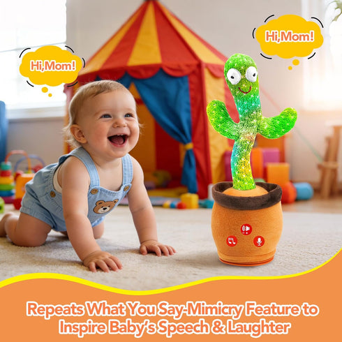 FAYOUCZ 0-18 Baby Toys Dancing Talking Cactus Toy with Adjustable Volume, Boys Girls Gifts Interactive Singing
