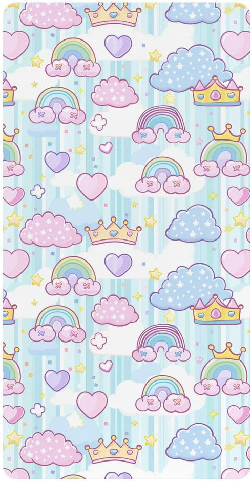miaozhen Cotton Baby Crib Sheets Ultra Soft Princess Dress Crown Cartoon Toddler Bed