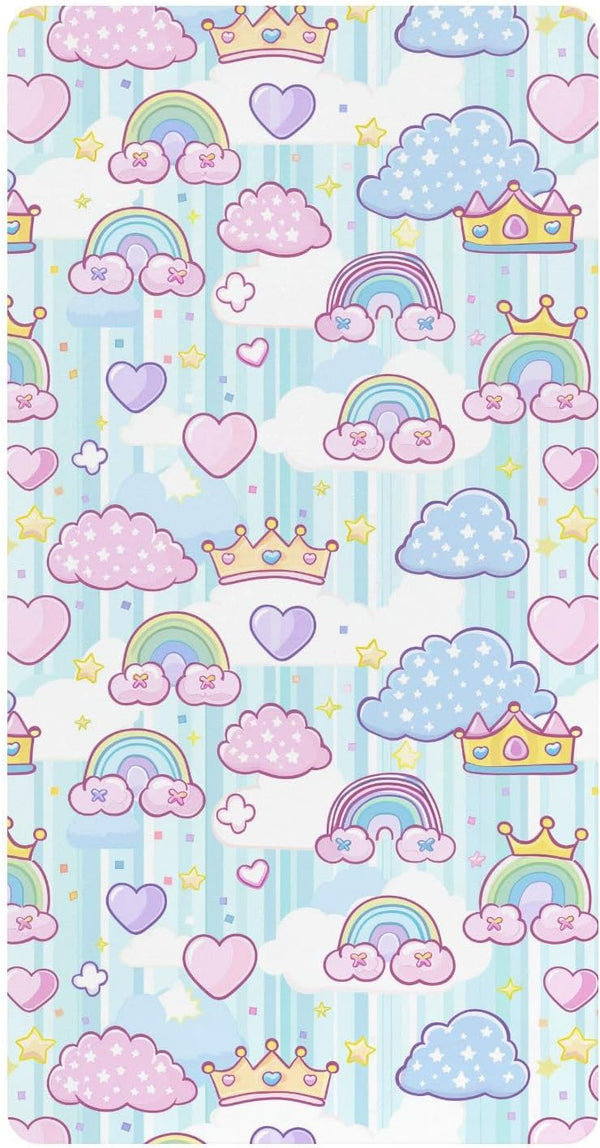 miaozhen Cotton Baby Crib Sheets Ultra Soft Princess Dress Crown Cartoon Toddler Bed