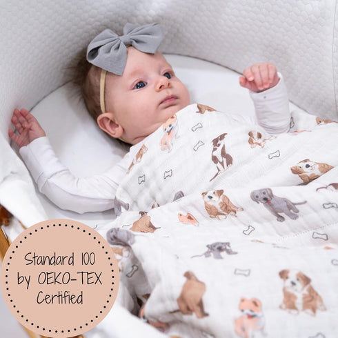 100% 47 47 Inches, 6 LollyBanks Baby Quilt Blanket, Cotton Muslin Blankets for Boys and Girls, Large x Layers Soft