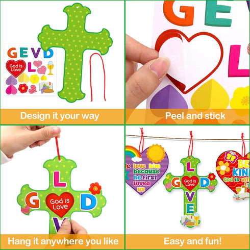 24 Sets John3:16 ceiba tree Religious Sunday School Crafts He is Risen DIY Christian Bible Jesus Scene Stickers Make