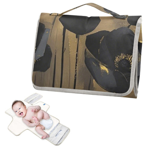 EtherSpher Gothic Black Gold Flowers Reusable Changing Table Pads with Tissue Pocket Diaper mat Changing pad Travel