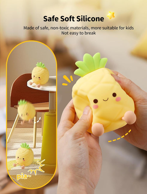 3 Dimmable, Pineapple Night Light for Kids, Nursery Night Light, Bedside Touch Lamp, Cute Silicone Nightlight for Baby