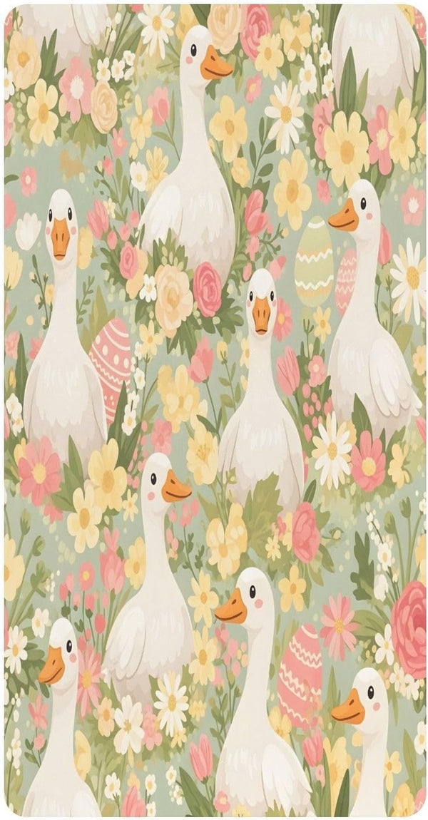 GOODOLD Cute Goose Happy Easter Crib Sheet, Cotton Fitted Standard Crib Mattress Cover