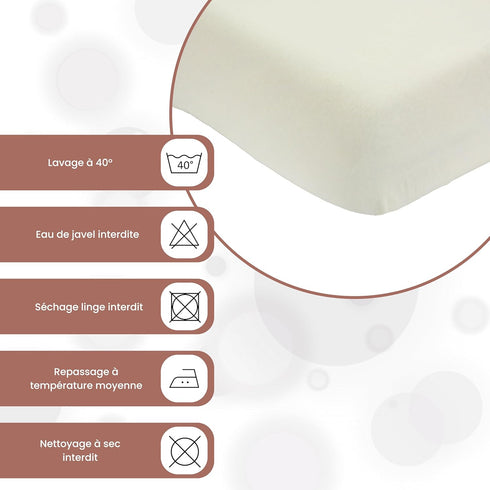 Trois Kilos Sept 100% 60 120 cm - Baby Fitted Sheet - Cotton - Oeko-Tex Label - Stretch Jersey - Vanilla - x