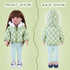 Doll Clothes 3 Pc. Set - Light Green Grey Plaid Hooded Thick Coat, Checkerboard Jacket, Warm Outfit for 18" Dolls