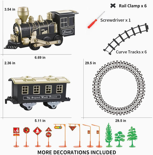 Set, 4-8 6 Electric Train Ages Christmas Train with Locomotive, Passenger Car, Curves, LED Light & Sound Indoor Toy