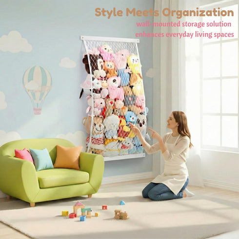 VOMELON Stuffed Animal Storage Holder, Elastic Stuffed Animal Net,Door/ Wall Mount Length Adjustable Hanging Stuffed
