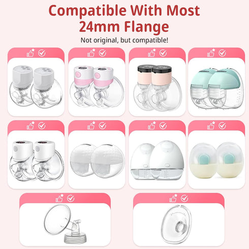 13/15/17/19/21 mm 10PCS 24 mm 24mm Electric Breast Pump Flange Inserts for shield Flange/Shield of Most Pumps, BPA Free