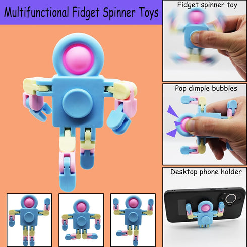 DUOBAOJIA 8 Pack Pop Fidget Spinner, Deformable Fidget Spinners for Kids, Wacky Tracks Fidget Toys, DIY Chain Robot