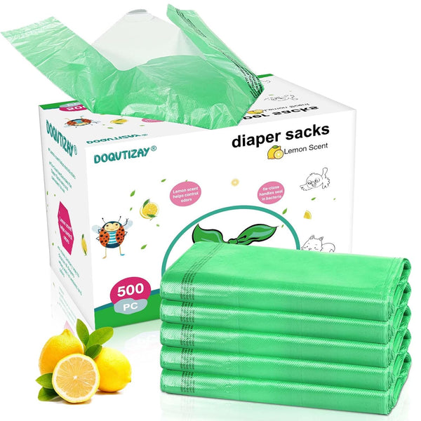 Baby Disposable Diaper Bags 500 Count Easy-To-Tie Diaper Sacks Enhanced Odor Control