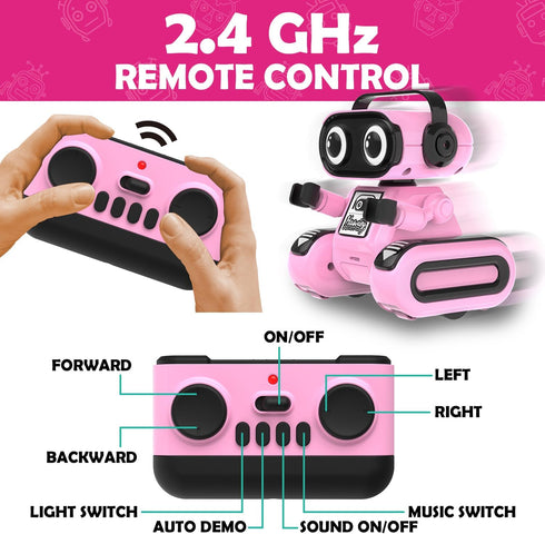 5-7, Robot Toys for Girls, Rechargeable Remote Control Toys for Girls Kids Toy Robots with Auto-Demo, Recording