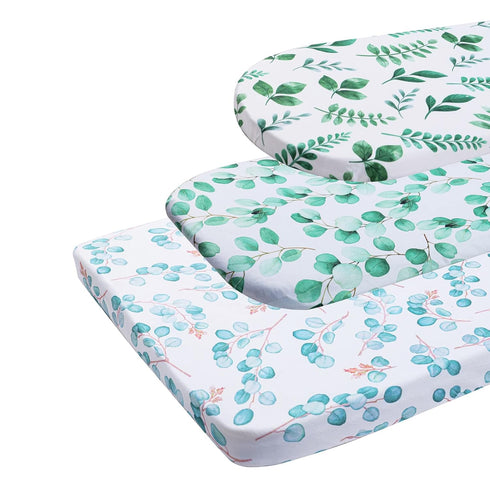 Bassinet Sheets Set 3 Pack - Stretchy Jersey Knitted Fitted Sheet for Baby Boy and Girl, Universal for Oval Rectangle