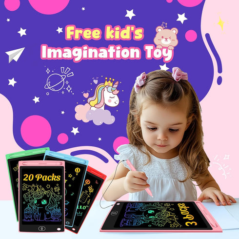 Frelswon 20 Pack 8.5 inch, 3-8, (20 Pack) LCD Writing Tablet for Kids - Erasable and Reusable Toddler Doodle Board