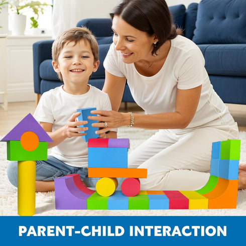 Large Foam Blocks for Toddlers 2-4 Years, Big Building Blocks Set, Soft Stacking Montessori Toys for 18+ Month Olds