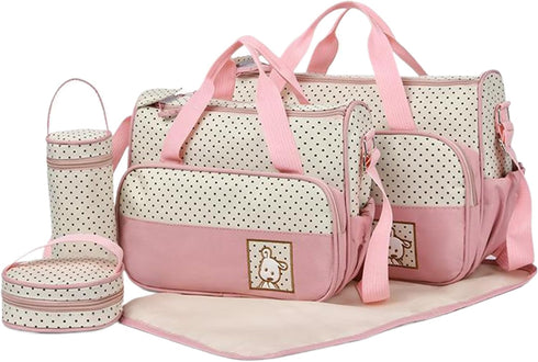 Comebachome Baby Diaper Bags, 5pcs Waterproof Diaper Bag Tote with Handbags, Milk Bottle