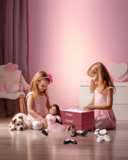 18 inch 7 Doll Shoes - Pairs with Gift Box, Compatible with American Doll
