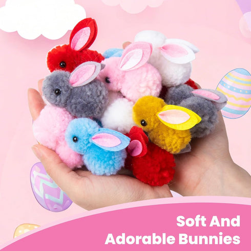 36 Pack HIKISS Easter Eggs Filled Plush Bunny Toys, Mini Colorful Bunny Egg Fillers for Kids Toddler Boys Girls Easter