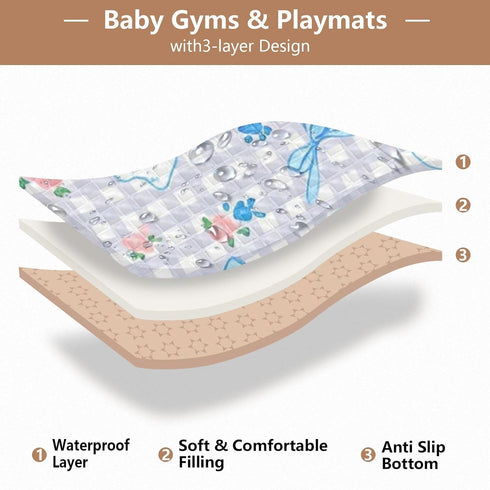 EtherSpher 50'' 50''gimnasio Cartoon Cute White Dog Plaid Large Non-Slip Baby Care Play mat for Floor Non-Toxic