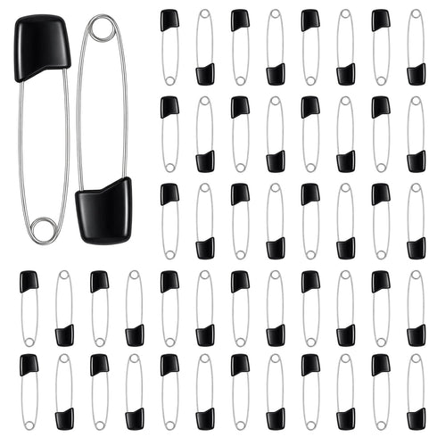 HJZHII 50Pcs Safety Pins for Diaper, 5.5CM Black Plastic Head Cloth Diaper Nappy