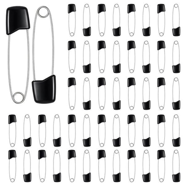 HJZHII 50Pcs Safety Pins for Diaper, 5.5CM Black Plastic Head Cloth Diaper Nappy