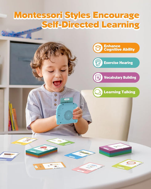 2+, 510 Airbition Bilingual Spanish and English Talking Flash Cards for Ages Pocket Speech Therapy Tools with Words