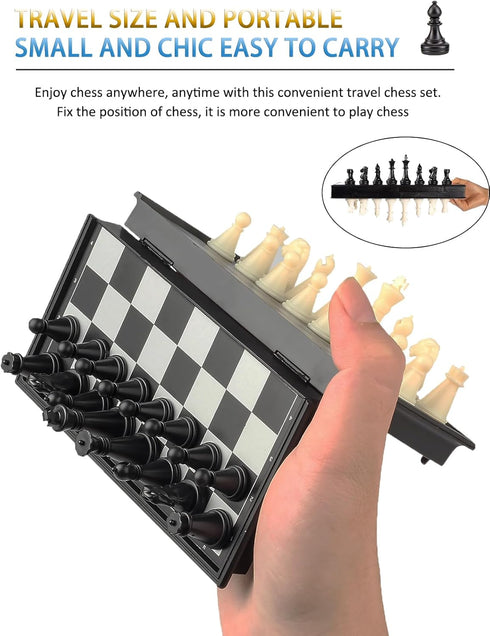 PGDOV Set 9.5 Inches 2-Player Magnetic Travel Chess - Small Chess Folding Board Games, Foldable & Portable Gifts